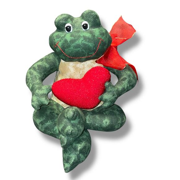 Plush Frog Heart Stuffed Animal Sound Kiss Smooch Ribbon Nursery Valentines 8” - Picture 8 of 12